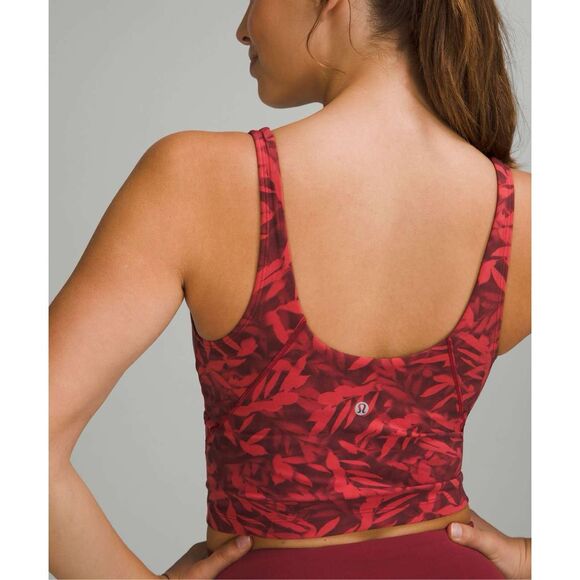 Lululemon Align Cropped Tank Top In Spray Leaf Fireside Red Multi Size 2 - Picture 1 of 11